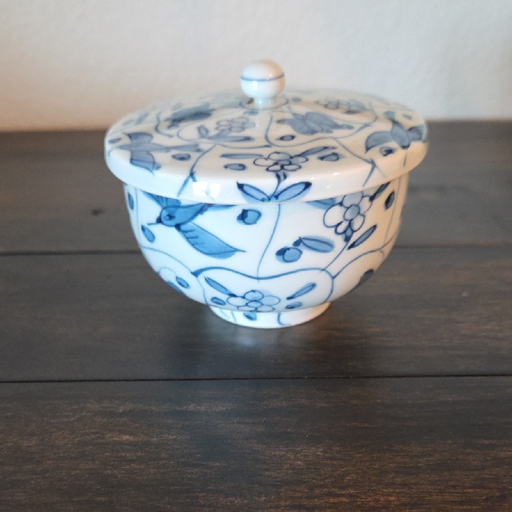 Blue and White Floral Japanese Tea Cups
